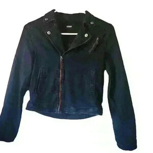 Hudson Youth‎ Girls Blue Jacket Size lg Denim Moto Biker Long Sleeve Coat